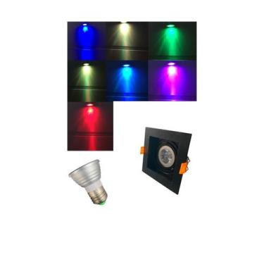 Imagem de Spot Quadrado embutir Recuado MR16 GU10 DICRÓICA RGB - LEDCOM, PRETO