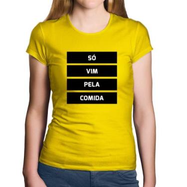 Imagem de Baby Look Algodão Só vim pela comida - Foca na Moda, Amarelo, M