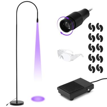 Imagem de MYSWEETY Luz Uv Para Cílios Para Fotopolimerização De Cola Para Cílios Uv, Extensão De Cílios Led 5W, Lâmpada De Cola Nail Tech Com Controle De Pedal, Cola Curada Em 2-3 Segundos, 10 Tapa-Olhos + Óc
