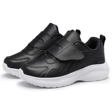 Imagem de YEESANFUL Tênis para meninas, meninos, leve, moderno, com gancho duplo e laços, tênis de corrida infantil, Preto, 9 Toddler