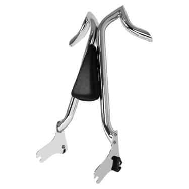 Imagem de Fjpacemt Chrome Sissy Bar Encosto para Harley Davidson 1997-2008, almofada traseira destacável do encosto do passageiro para modelos Harley Touring Street Glide Road King Ultra CVO Limited Electra
