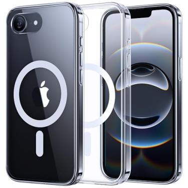 Imagem de NIMASO Capa transparente para iPhone SE 4, compatível com MagSafe, proteção de grau militar à prova de choque, capa magnética fina antiarranhões para iPhone SE 4 de 6,1 polegadas, transparente