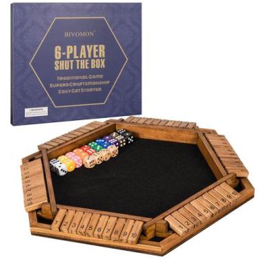 Imagem de Tabuleiro de madeira Shut The Box Dice Game BIVOMON para 1-6 jogadores