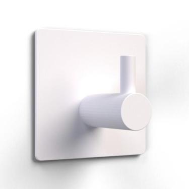 Imagem de Kit C/ 5 Ganchos Cabide Parede Adesivo Quadrado Inox Cor: Branco - Com