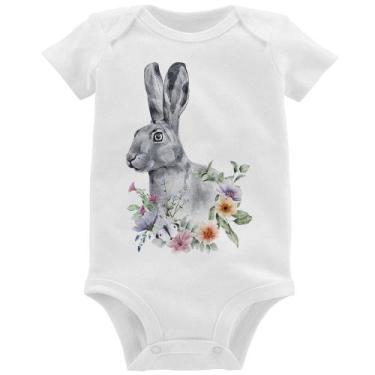 Imagem de Body Bebê Coelho Flores - Foca na Moda, Branco, G