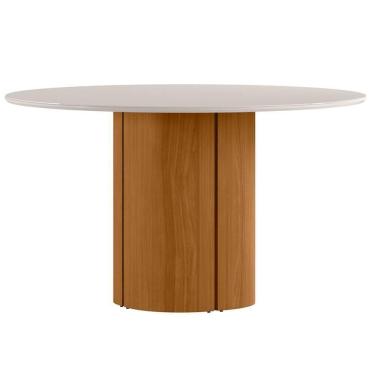 Imagem de Mesa De Jantar 6 Lugares Redonda 135cm Verbena N01 Ypê Off White - Lyam Decor