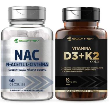 Imagem de KIt D3 2.000ui K2 Mk7 149mcg Nac 600mg 120 Cáps Ecomev