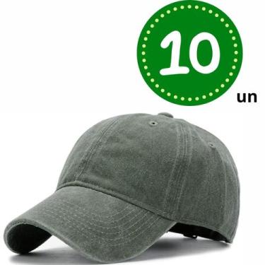 Imagem de Kit 10 Bonés Sarja de Beisebol Liso Aba Curva Esportivo Unissex Para C