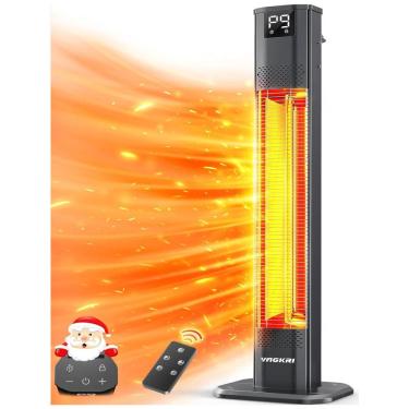 Imagem de Aquecedor Externo Elétrico Infravermelho com Controle Remoto, 9 Níveis de Aquecimento, Temporizador 24H e IPX5 à Prova D`água, 110V 1500W,