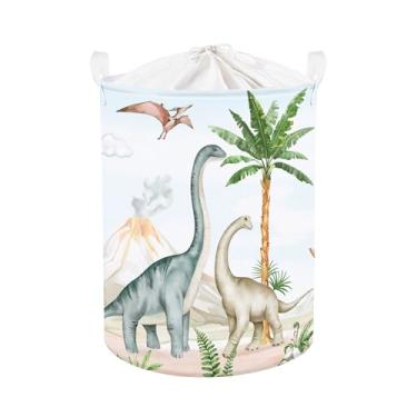 Imagem de Clastyle Cesta grande de armazenamento infantil de dinossauro cesto de roupa suja para bebê, palmeira, menino, caixa de brinquedo, organizador de roupas dobrável, cesto de berçário para quarto,