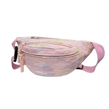 Imagem de eYLun Pochete feminina bolsa tiracolo ajustável casual bolsa de cintura moderna bolsa de peito bolsa de cintura para viagem, caminhada, corrida, caminhada, rosa, 33*15*10cm, Estilo C