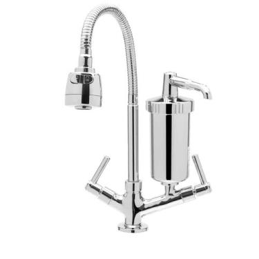 Imagem de Torneira Com Filtro Gourmet Cozinha Bancada 1/4 Volta Flexível CasaGra
