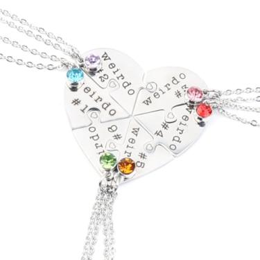Imagem de TISDA Colar de coração Bff para 5, conjunto de 6 colares Best Friend, Weirdo 1 2 3 4 Sister Friendship Jewelry em aço inoxidável, 18.0 Inches, Aço inoxidável, Sem Pedra Preciosa
