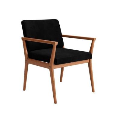 Imagem de Poltrona Malibu Preta e Madeira - Mobly