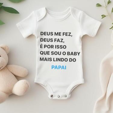 Imagem de Body Personalizado Bebê Deus Me Fez, Deus Faz Papai - DS LOJA, P (0 a 