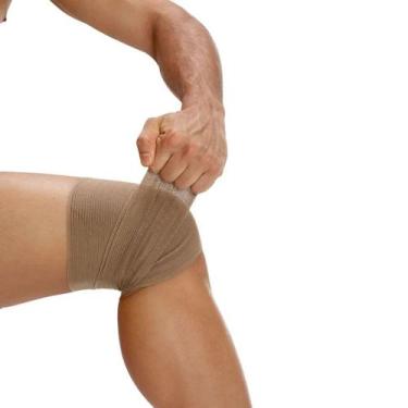 Imagem de Atadura Elástica Ajustável Esportiva Comprime Algodão Tensor, Bege, U