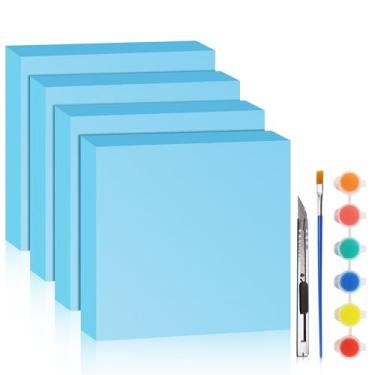 Imagem de LuckyFoam Pacote com 4 folhas de espuma FR, azul, 30,5 x 30,5 x 5 cm, retângulos de poliestireno, 5,8 cm de espessura, placa de espuma XPS para isolamento de materiais de arte de modelagem DIY