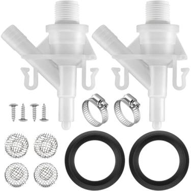 Imagem de Dreyoo 2 peças de válvula de vaso sanitário RV com vedação de esfera de vaso sanitário, kit de substituição de válvula de água 385311641 compatível com Dometic 300 310 320 Série Pedal de válvula de descarga para vaso sanitário de trailer