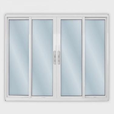Imagem de Janela de Alumínio de Correr 100x200cm 4 Folhas 2 Fixas com Vidro Mini Boreal Linha Solida mgm