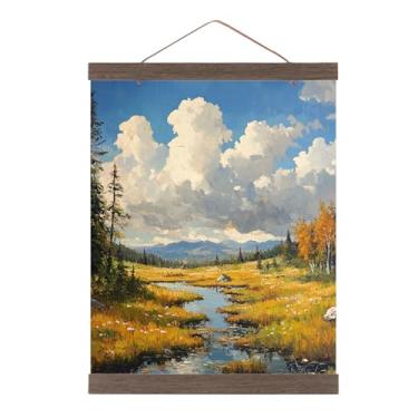 Imagem de PATIKIL 1 conjunto de moldura magnética para pôster, 30,5 cm, imã de madeira, cabides para fotos, ilustrações, mapas, marrom escuro