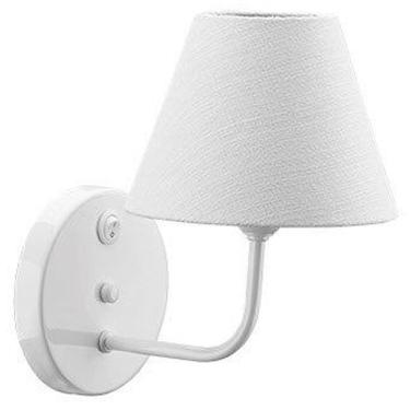 Imagem de Luminária Arandela Cúpula Tecido Branca Bivolt 22x17x27cm de Parede Quarto Dital