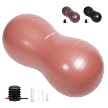 Imagem de INPANY Bola de amendoim – Bola de exercício anti-explosão para parto, fisioterapia para crianças, força central, casa e academia (inclui bomba) rosa rosa