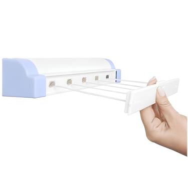 Imagem de Varal 4,10 metros Automático 5 Cordas Varal de Parede Automatico Inteligente Para Apartamento ou Casa Economiza Espaço Retratil Recolhivel Branco e Discreto