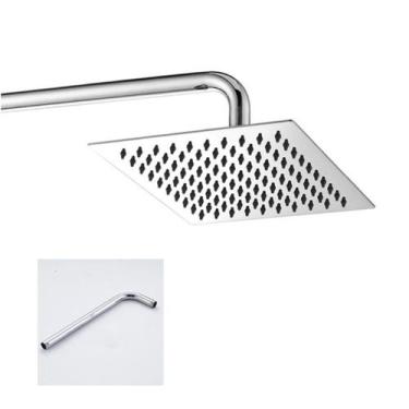 Imagem de Ducha Chuveiro Inox Quadrada 20cm 20x20 Com Braço De 38cm - oem, WJ-68