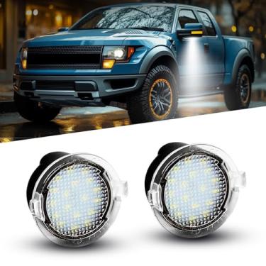 Imagem de LESAUCE Luz de LED para espelho lateral para Ford F150 Expedition Explorer Edge Flex Fusion Taurus X, 6000K branca, substituição de montagem de lâmpadas de poça esquerda e direita, 2 peças