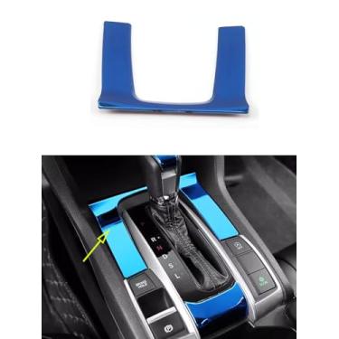 Imagem de ANUNFRRE Acessórios de carro adequados para Honda Civic 10ª geração 2016-2021 de aço inoxidável interior console central painel de mudança de marchas guarnição da tampa da moldura (azul) 1 peça
