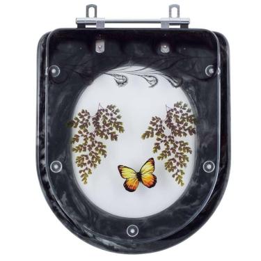 Imagem de Tampa De Vaso Sanitário Decorado Nexo Preto Para Bacia Roca