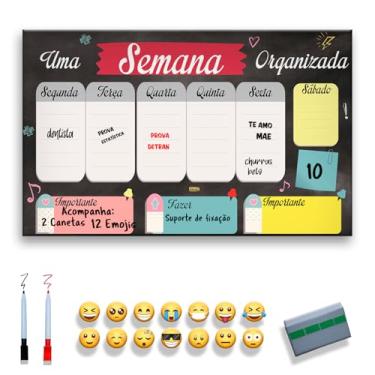 Imagem de Quadro Lousa Planejador Mensal/Planejamento Semanal/Planner/Planner Parede 40x60 Metal - Quadro Branco 2 canetas e 12 imãs (VERMELHO, 45x70cm)