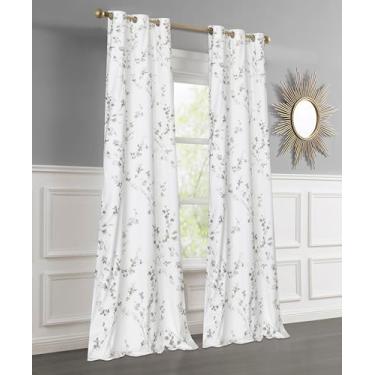 Imagem de Cortinas escurecidas para quarto e sala de estar, conjunto de 2 painéis, 91 cm x 213 cm (total de 182 cm de largura), controle de luz e privacidade, semiescurecido, lavável na máquina, ilhós de aço