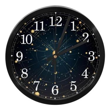 Imagem de LILINWAN Relógios de parede silenciosos, sem tique-taque, constelação de gêmeos, bonitos, modernos, relógio de quartzo operado por bateria para escritório, casa, banheiro, cozinha, quarto, escola