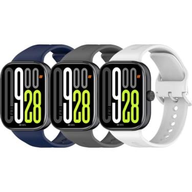 Imagem de Z.DuDuZAZA Pulseiras para smartwatch Redmi Watch 5 para mulheres e homens, [3 unidades] pulseiras de substituição de silicone macio compatíveis com Xiaomi Watch 5 (branco + cinza + azul meia-noite)
