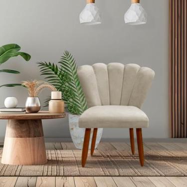 Imagem de Poltrona Cadeira Pétala Penteadeira - Dritex, Veludo Bege