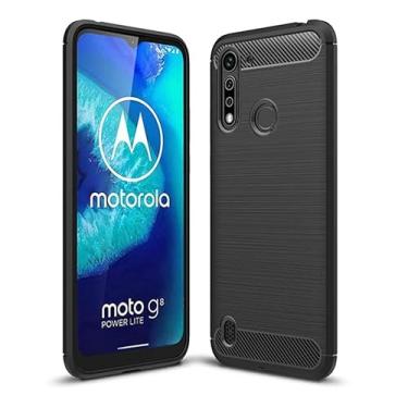 Imagem de Capa Case Moto G8 Power Lite (XT2055) (Tela 6.5) Carbon Fiber Anti Impacto - Preto