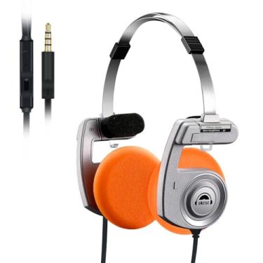 Imagem de okcsc 3 fones de ouvido intra-auriculares retrô, estilo retrô/design dobrável/classe de 40 mm/almofadas temporais ajustáveis, desempenho de som audiófilo para som de alta fidelidade, viagem, festa