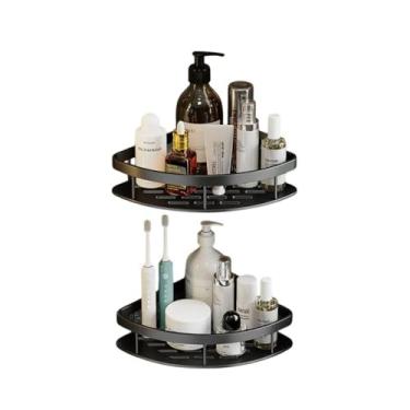 Imagem de Kit 2 Prateleiras de Canto, Organizador de Banheiro, Cozinha e Lavanderia, Porta Shampoo e Sabonete, Porta Condimentos, Nicho Resistente com Estilo Moderno, Sem Furar Parede