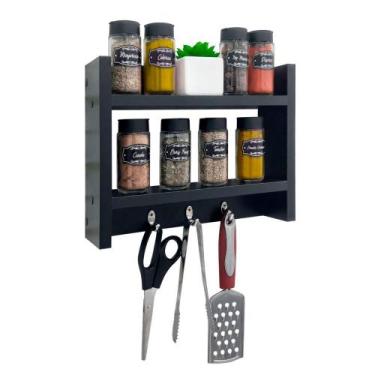 Imagem de Porta Temperos para Cozinha 25 x 30cm Preto - Mercado das Prateleiras