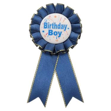 Imagem de PATIKIL Fita de aniversário, 15 x 7 cm de tecido de alfinete de aniversário de menino para festas, adultos, mulheres, decorações de festa, celebração, acessório, presente, azul escuro