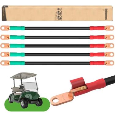 Imagem de 10L0L Conjunto de cabos de bateria (4 calibres) serve para carrinho de golfe Club Car DS 95-up (48 volts) - 35,5 cm de comprimento (5 peças)