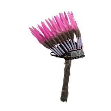 Imagem de Fiocias Chapéu indígena americano, decoração de cabeça com penas artificiais