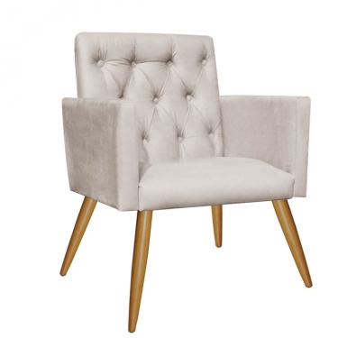 Imagem de Poltrona Nina Capitonê Sala De Estar Recepção Corino Bege - Amey Decor