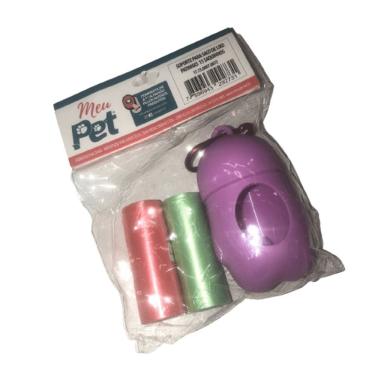 Imagem de Suporte Para Saco De Lixo Com 2 Rolinhos De 15 Saquinhos Meu Pet Lilás