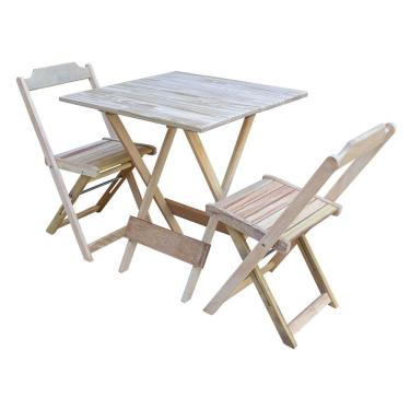 Imagem de Jogo De Mesa Dobravel Com 2 Cadeiras De Madeira 70X70 Ideal Para Bar E Restaurante - Se...