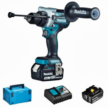 Imagem de Parafusadeira Furadeira à Bateria 18v 2100 Rpm Com Bateria Carregador Punho Maleta Dhp486rtj Makita