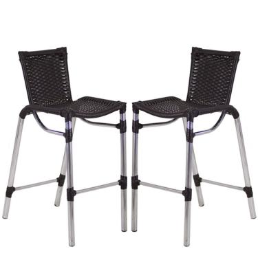 Imagem de Kit 2 Banquetas Alumínio Fortaleza Alta Para Trama Original Tabaco