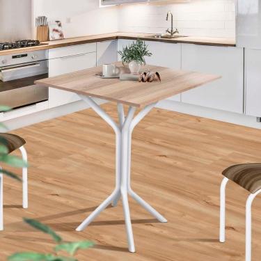 Imagem de Mesa Quadrada Para Cozinha Aço 4 Lugares 68cm Branco Carvalho Magnus Shop Jm