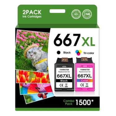 Imagem de Cartuchos de tinta fannster 667XL 667 XL pretos e coloridos para HP